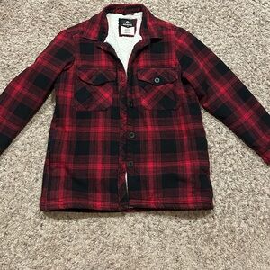 Red and Black Plaid Bomber Jacket